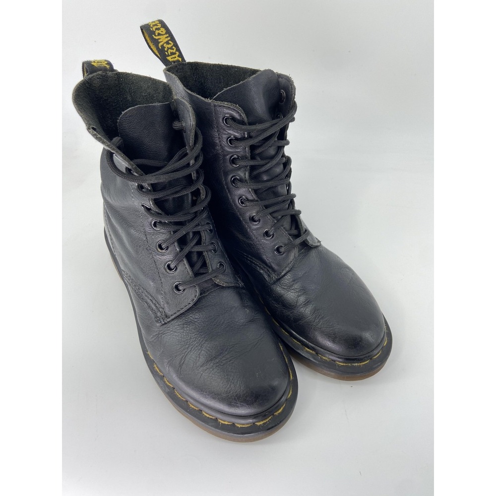 Dr. Martens Boots Womens 7 Black Pascal Leather Ankle Bootie Combat Grunge‎ Punk